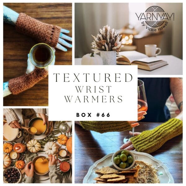 YarnYAY! October Box #66, featuring textured wrist warmer patterns