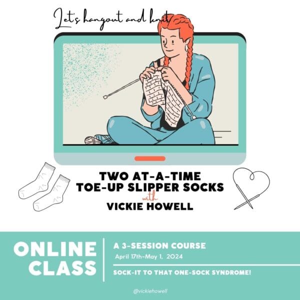 Learn how to knit toe-up socks, two at a time with Vickie Howell!